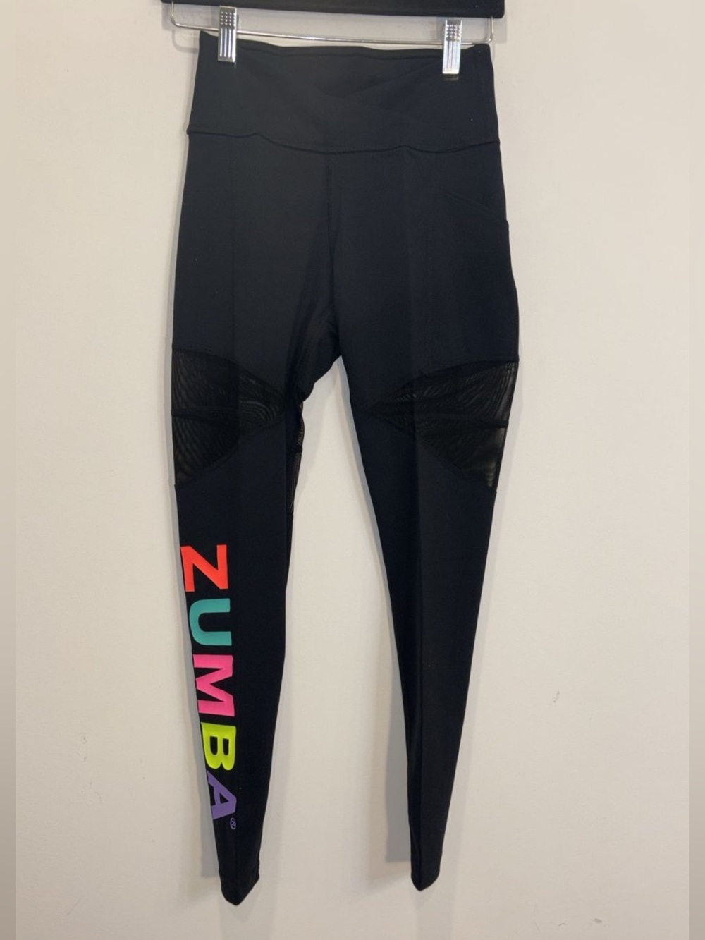 Zumba Bright Bold Ankle Leggings Black Small Mesh Athletic Workout Pants